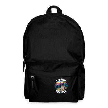 I hate people camping colorful tents campfire - Backpack - black - Front