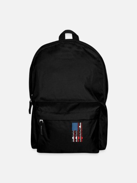 American Flag Fishing Rod USA Patriotic - Rucksack - Schwarz