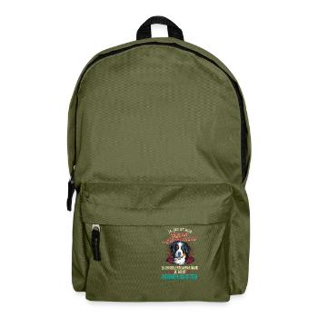 Berner Sennenhund Glitzer Haare - Rucksack - Olivgrün - Vorne