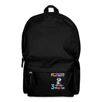 Penguin Attention I Am Now 3 Years Old - Backpack - black - Front