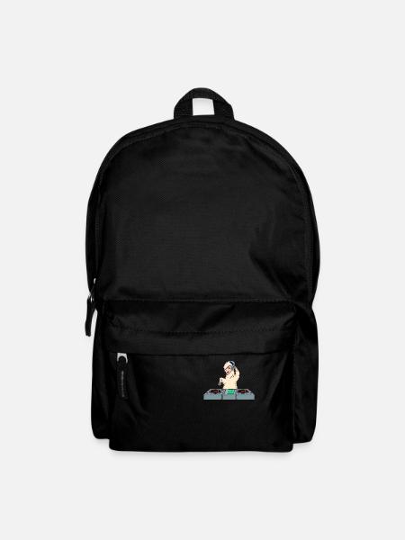 Cartoon Lama DJ am Turntable - Rucksack - Schwarz