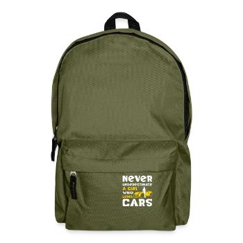 Never Underestimate A Girl Who Loves Cars Car Love - Backpack - olive green - Front