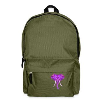 Elefant Low Poly Polygon - Rucksack - Olivgrün - Vorne