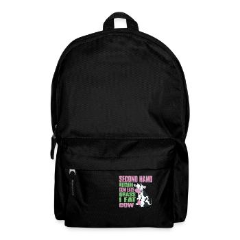 Second Hand Vegetarian, Cow Eats Grass, I Eat Cow - Backpack - black - Front