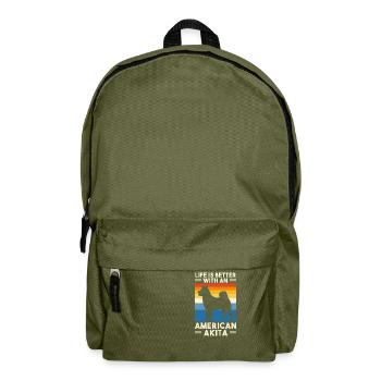 American Akita Inu - Backpack - olive green - Front
