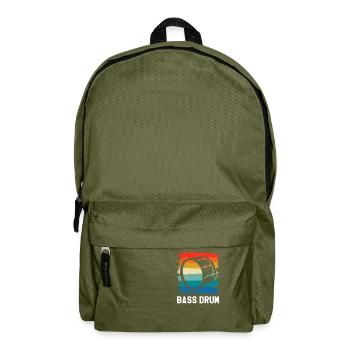 Retro Vintage Classic Bass Drum Instrument Drummer - Backpack - olive green - Front