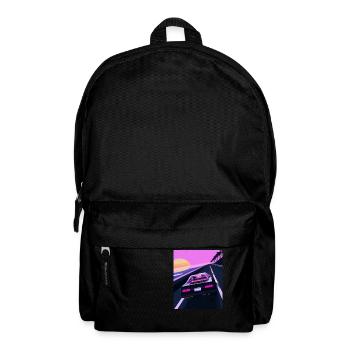 Vaporwave Aesthetic Sports Car Coucher de soleil - Sac à dos - noir - Devant
