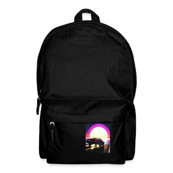 Synthwave Outrun Sports Car Beach Coucher de soleil - Sac à dos - noir - Devant