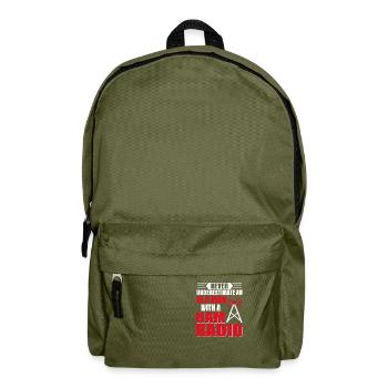 Never Underestimate An Old Man With A Ham Radio Am - Backpack - olive green - Front