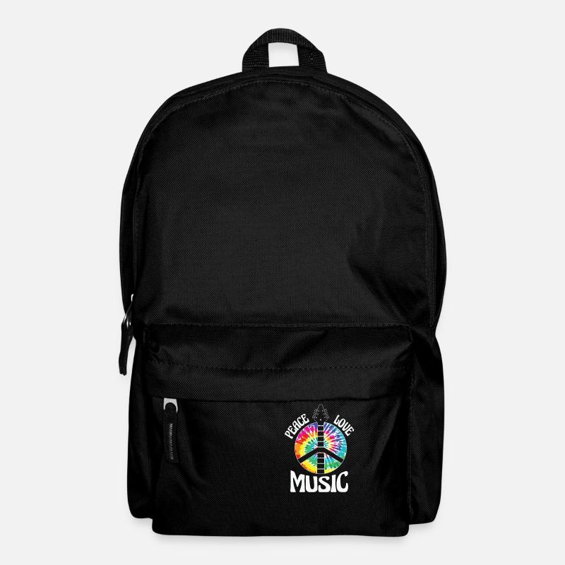 peace love music music is all i need - Backpack - black