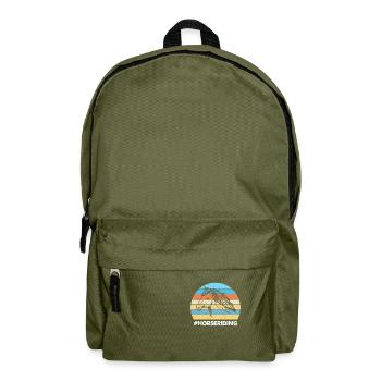 Horseriding Bunte Sonnenuntergang Hintergrund Weiß - Rucksack - Olivgrün - Vorne