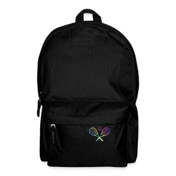 tennis crossed racquets ball funny sport games - Backpack - black - Front