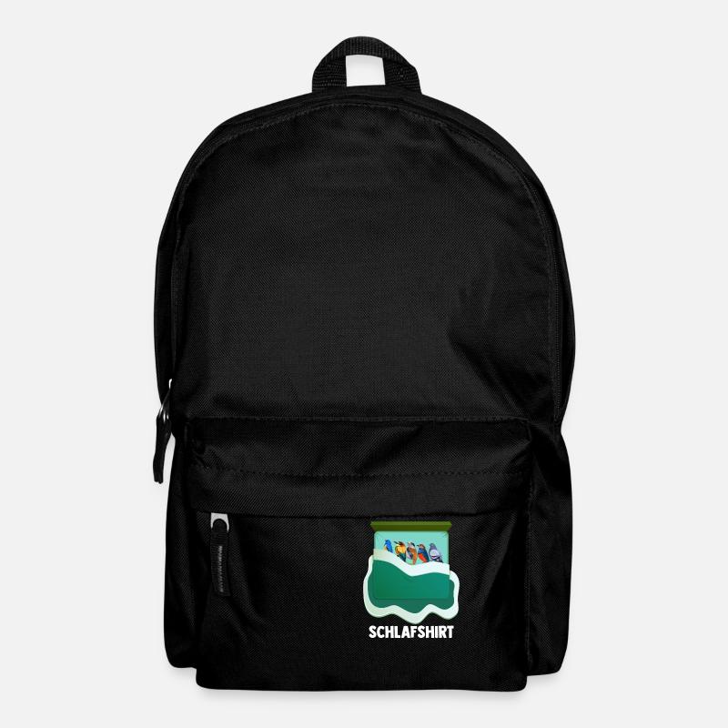 Schlafshirt Vogelmotiv Amsel Rotkehlchen Vogel Lie - Rucksack - Schwarz