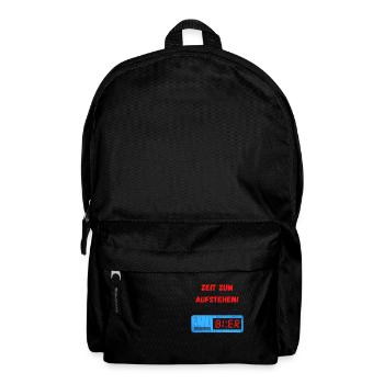 Bier Uhr - Zeit zum Aufstehen. Spruch - Rucksack - Schwarz - Vorne