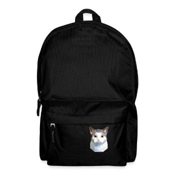 cat cute low poly Katze weiß grau - Rucksack - Schwarz - Vorne
