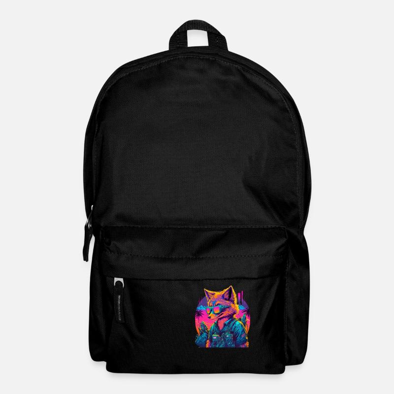Retro Futuristic Synthwave Fox - Backpack - black