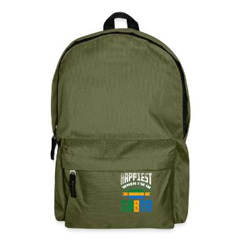 Gabonese Gabon Gabonese Flag Happiest When Im In - Backpack - olive green - Front