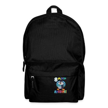 8 And Awesome Birthday Penguin Birthday Cake - Backpack - black - Front