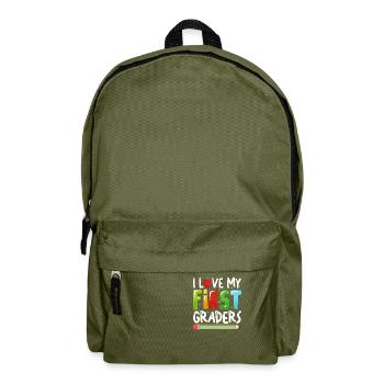 I Love My First Graders - Backpack - olive green - Front