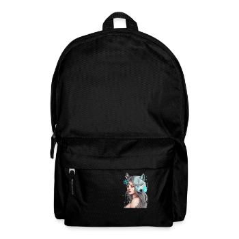 Beautiful Girl and Wolf Butterfly Graphic - Backpack - black - Front