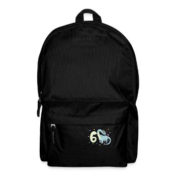 Mit Brachiosaurus - Kinder Geburtstag 6 Jahre - Rucksack - Schwarz - Vorne