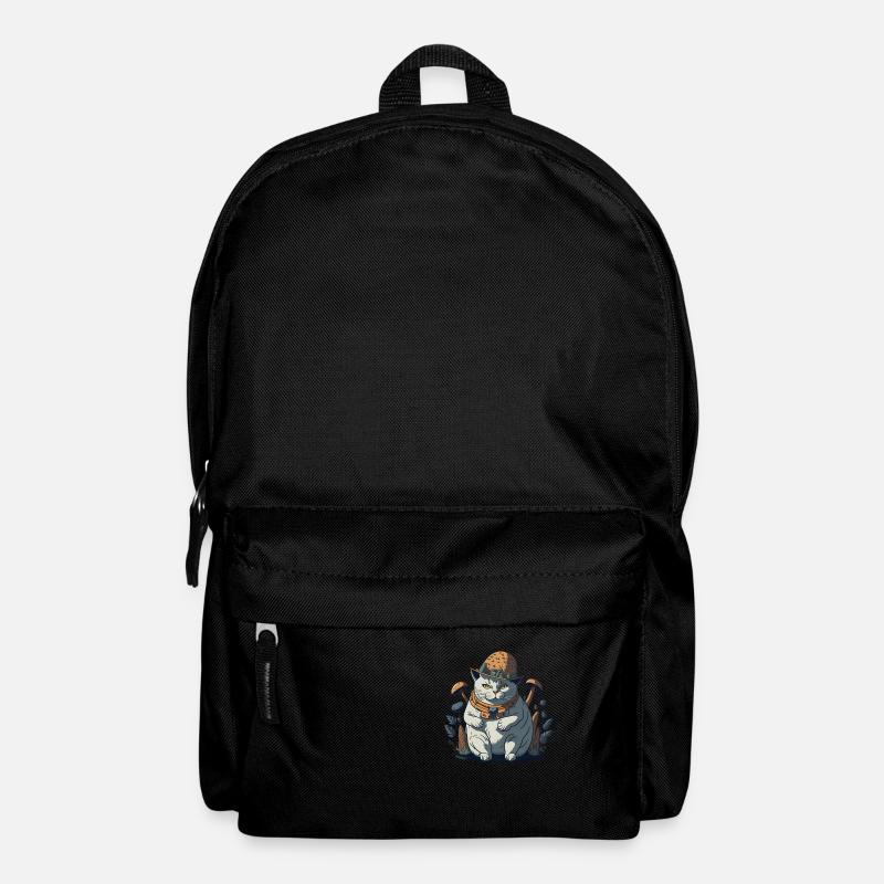 Fette Cottagecore-Katze mit Pilzhut - Rucksack - Schwarz