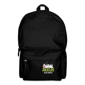 Wortspiel Kuh Akku Leer Schlafen Akkuh Aufladen - Rucksack - Schwarz - Vorne