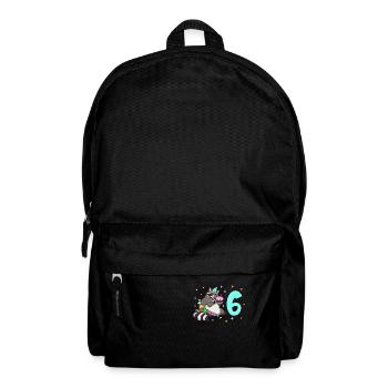 Mit Waschbär - Kinder Geburtstag 6 Jahre - Rucksack - Schwarz - Vorne