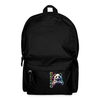 Gamer Schriftzug mit coolem Panda - Rucksack - Schwarz - Vorne