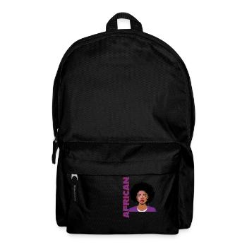 Frau mit Afro und Schriftzug African - Rucksack - Schwarz - Vorne