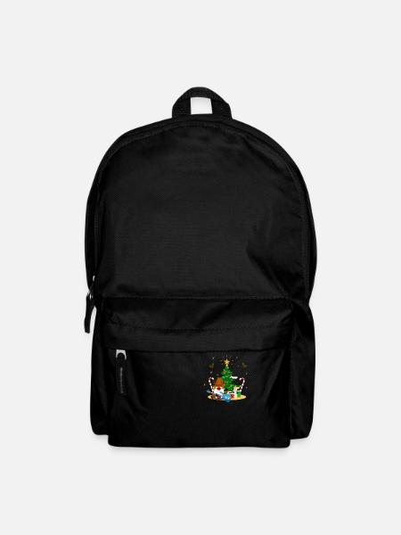 Bass Guitar Player Gnome Funny Christmas Tree - Backpack - black