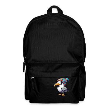 Moin Möwe Beanie Mütze T-Shirt Tasche Brusttasche - Rucksack - Schwarz - Vorne