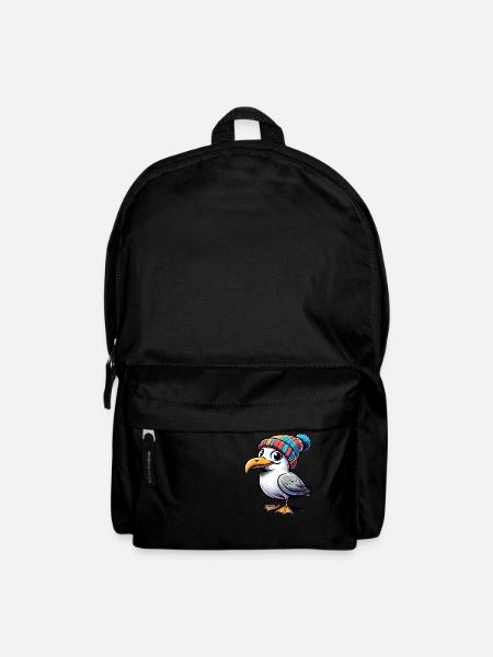 Moin Möwe Beanie Mütze T-Shirt Tasche Brusttasche - Rucksack - Schwarz
