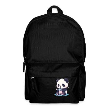 Kawaii Panda Drinks Boba Bubble Tea Chibi - Backpack - black - Front