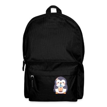 Kawaii Penguin Drinks Boba Bubble Tea Chibi - Backpack - black - Front