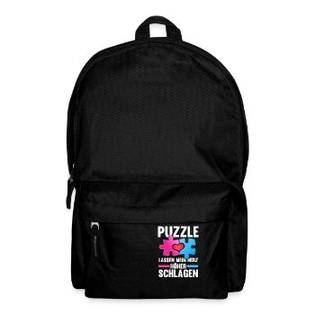 Puzzlefan Puzzler Puzzleteile Puzzle - Rucksack - Schwarz - Vorne