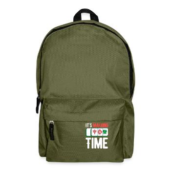 C’est l’heure du Mahjong Bingo drôle de jeu - Sac à dos - vert olive - Devant