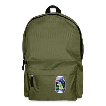 Dinosaur in a Cartoon Jar - Backpack - olive green - Front