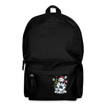Fat cat with sunglasses and tuna as Santa Claus - Backpack - black - Front