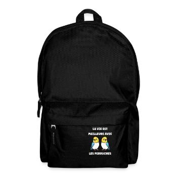 Oiseaux perruches humour petite perruche - Sac à dos - noir - Devant