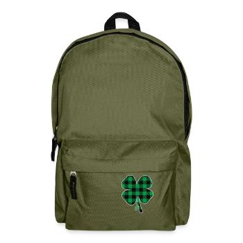 Green Buffalo Plaid Clover - Backpack - olive green - Front