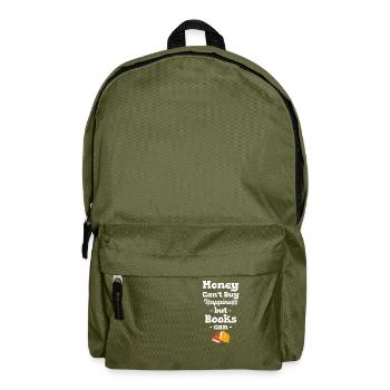 Money can't buy happiness, but books can - Backpack - olive green - Front