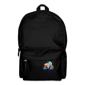 Colorful Splash Art Bicycle Motocross BMX Rider - Backpack - black - Front