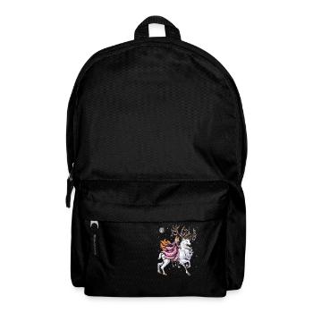 Japanischer Kitsune-Fuchs reitet auf Kirschblütenhirsch - Rucksack - Schwarz - Vorne