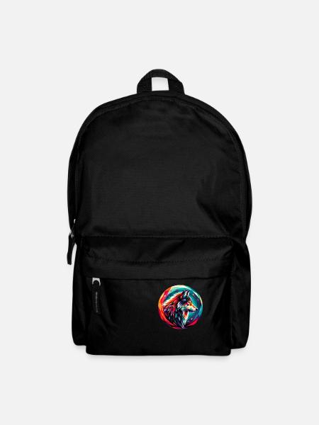 Wolf in polygon representation - Backpack - black