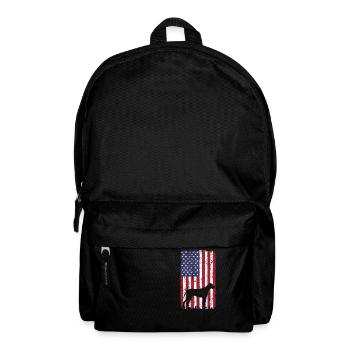 Deutsche Dogge Hund mit USA Flagge - Rucksack - Schwarz - Vorne