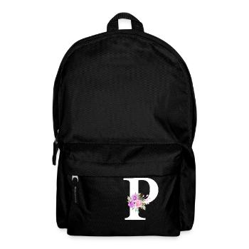 Lila Blumenbuchstabe p - Rucksack - Schwarz - Vorne