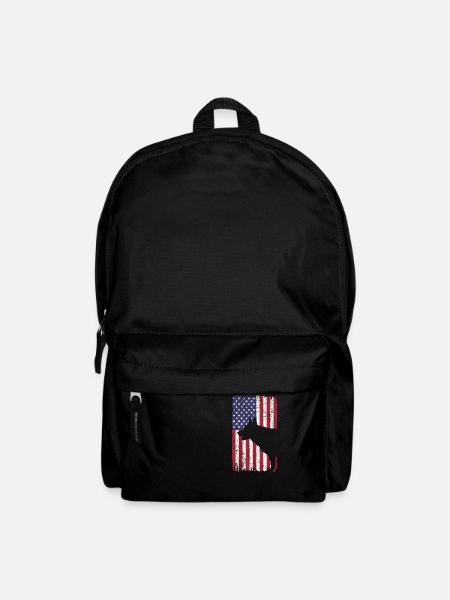 German Shepherd Dog with USA Flag - Backpack - black