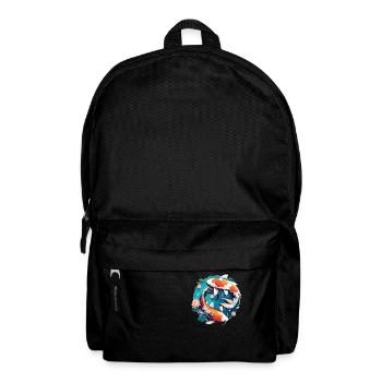 Vintage 80er Retro Japanisch Asiatisch Koi Karpfen - Rucksack - Schwarz - Vorne