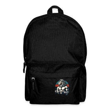Muscular Lion Bodybuilder Gym Workout Retro Sunset - Backpack - black - Front